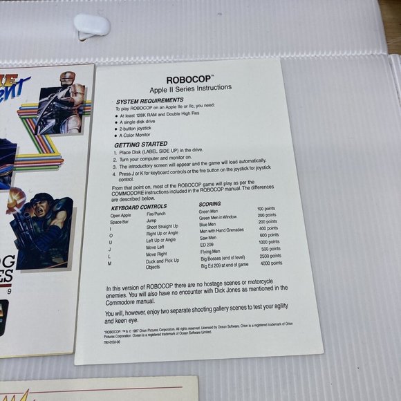 RoboCop PC Computer Game Apple iie, iic, iiGS Complete DATA EAST Vintage 1988 - Picture 9 of 11